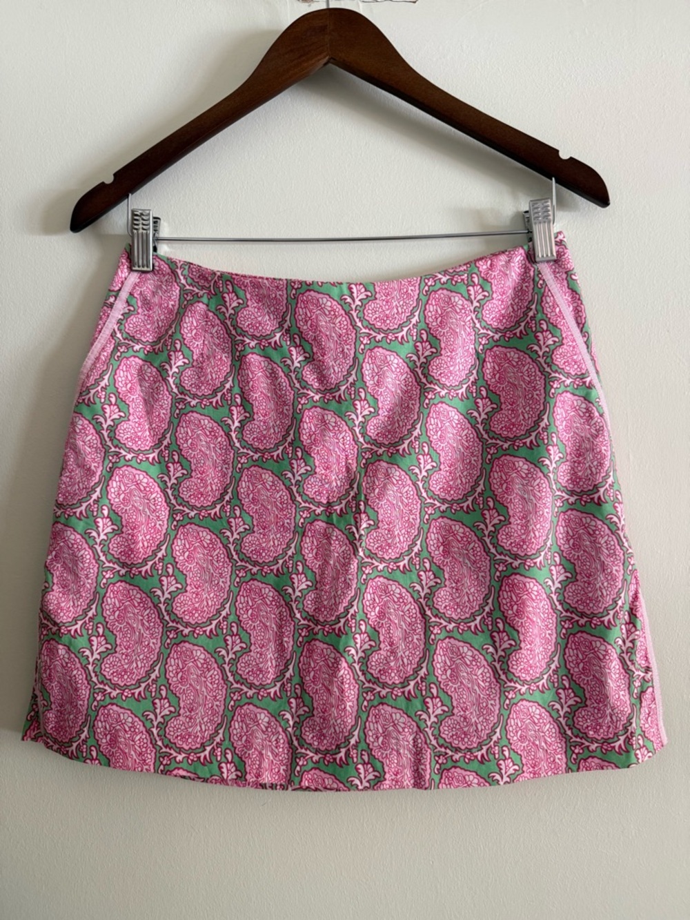 Golftini Pink and Green Paisley Print Mini Skirt Skort Golf Tennis Preppy Size:4